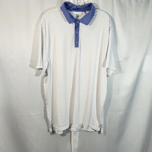 Graham Luxe White Polo with Blue Accents